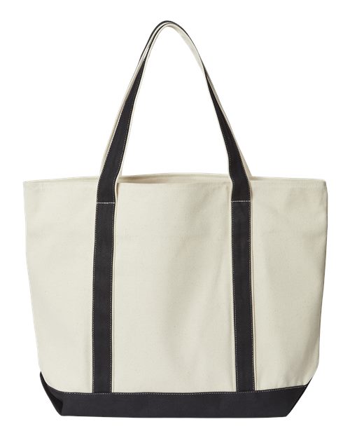 XL Zippered Cotton Canvas Resort Tote - Back - B20966530 - Natural/ Black