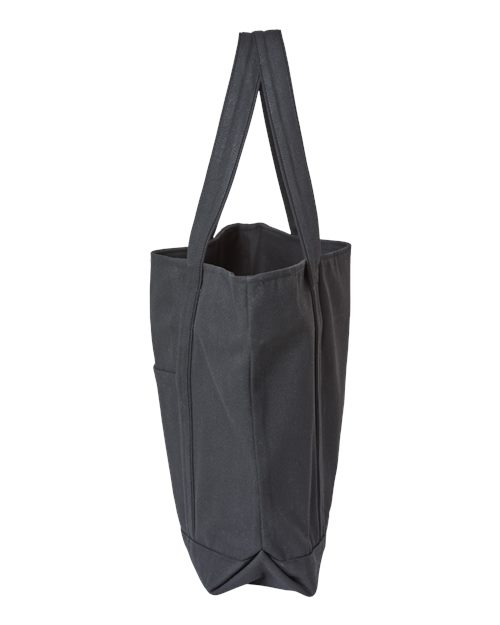 XL Zippered Cotton Canvas Resort Tote - DirectSide - B20966510 - Black/ Black