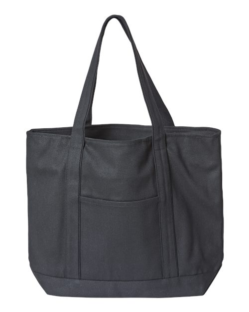 XL Zippered Cotton Canvas Resort Tote - Front - B20966510 - Black/ Black
