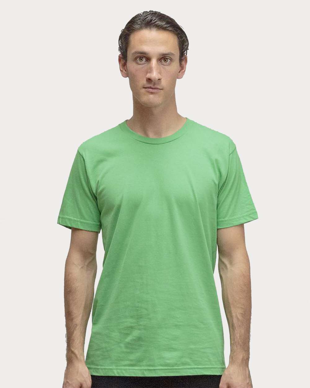 Unisex USA-Made Fine Jersey T-Shirt - OnModelFront - B10263602 - Grass Green