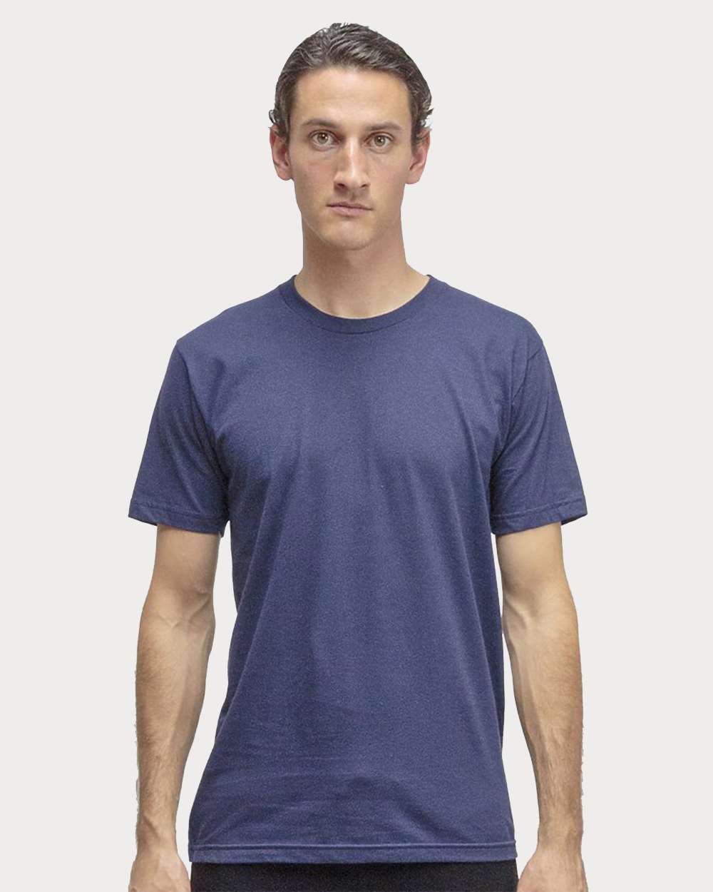 Unisex USA-Made Fine Jersey T-Shirt - OnModelFront - B10263652 - Navy