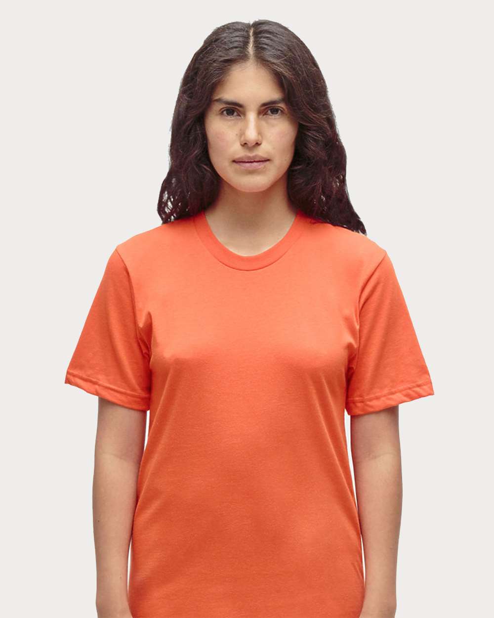 Unisex USA-Made Fine Jersey T-Shirt - OnModelFront - B10263662 - Orange