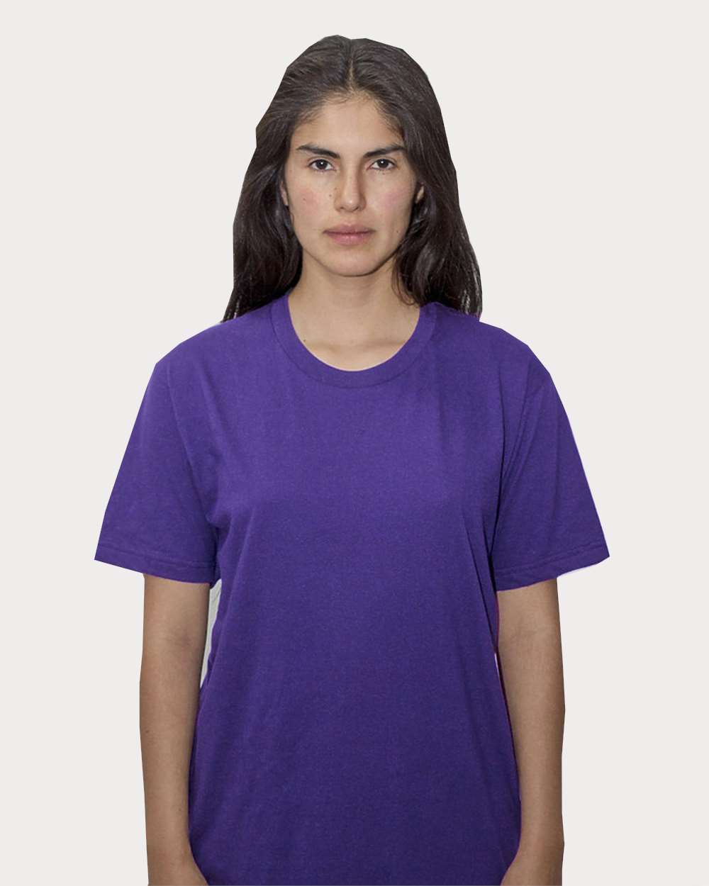 Unisex USA-Made Fine Jersey T-Shirt - OnModelFront - B10263672 - Purple