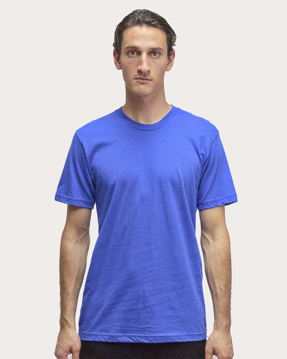 Unisex USA-Made Fine Jersey T-Shirt - OnModelFront - B10263752 - Lapis