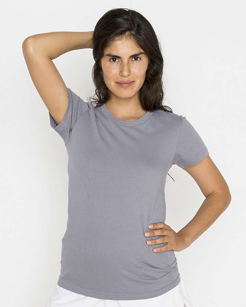 Women's USA-Made Fine Jersey T-Shirt - OnModelFront - B10663633 - Slate