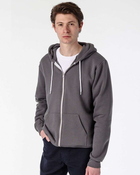 Unisex USA-Made Flex Fleece Full-Zip Hooded Sweatshirt - OnModelFront - B11563091 - Asphalt