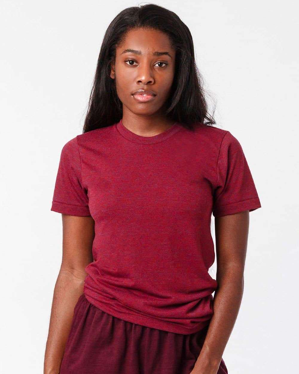 Unisex USA-Made Triblend T-Shirt - OnModelFront - B12963322 - Tri-Cranberry
