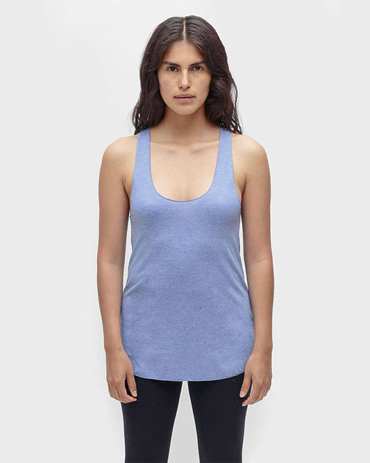 Women's USA-Made Triblend Racerback Tank Top - OnModelFront - B13263252 - Athletic Blue