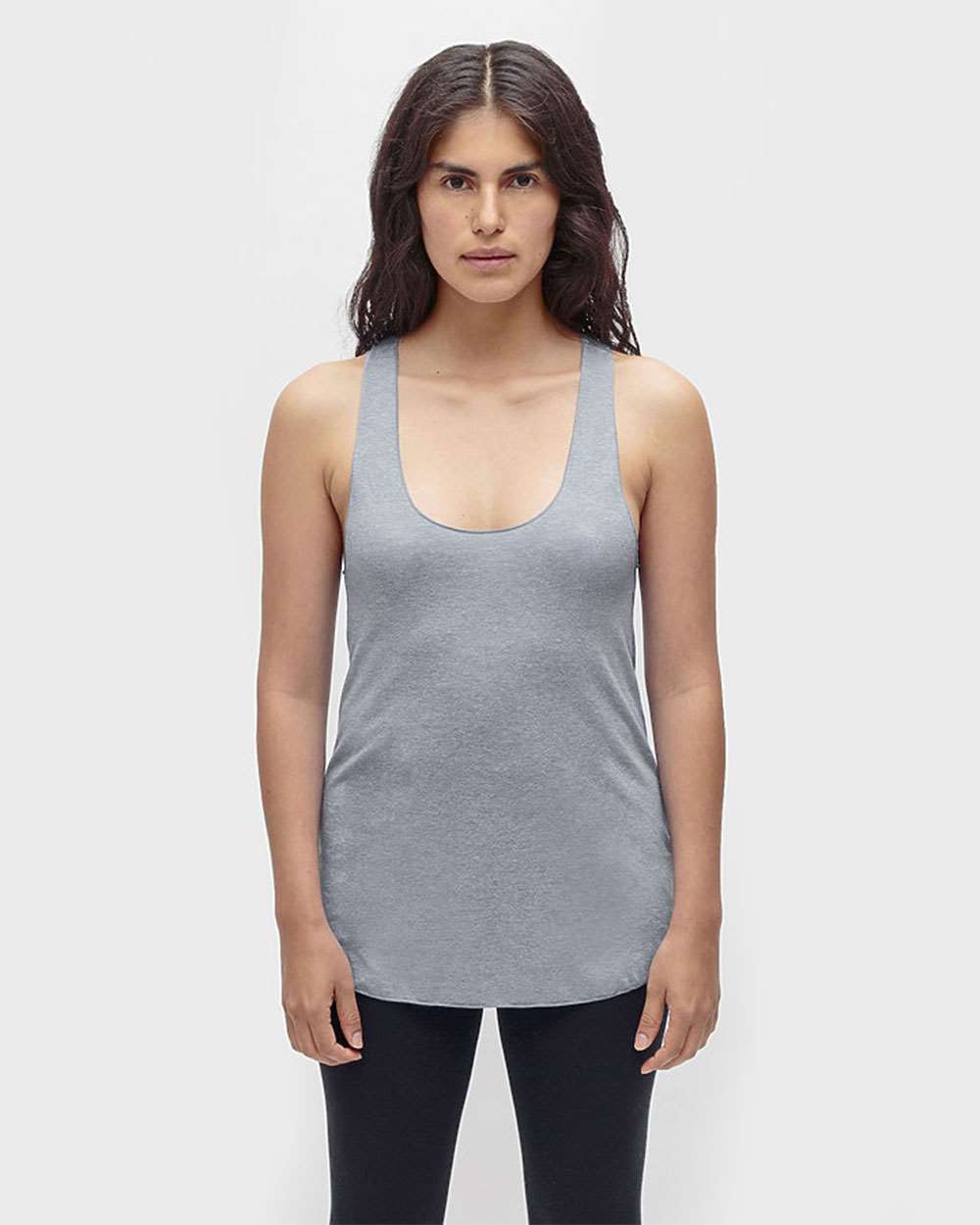 Women's USA-Made Triblend Racerback Tank Top - OnModelFront - B13263352 - Athletic Grey