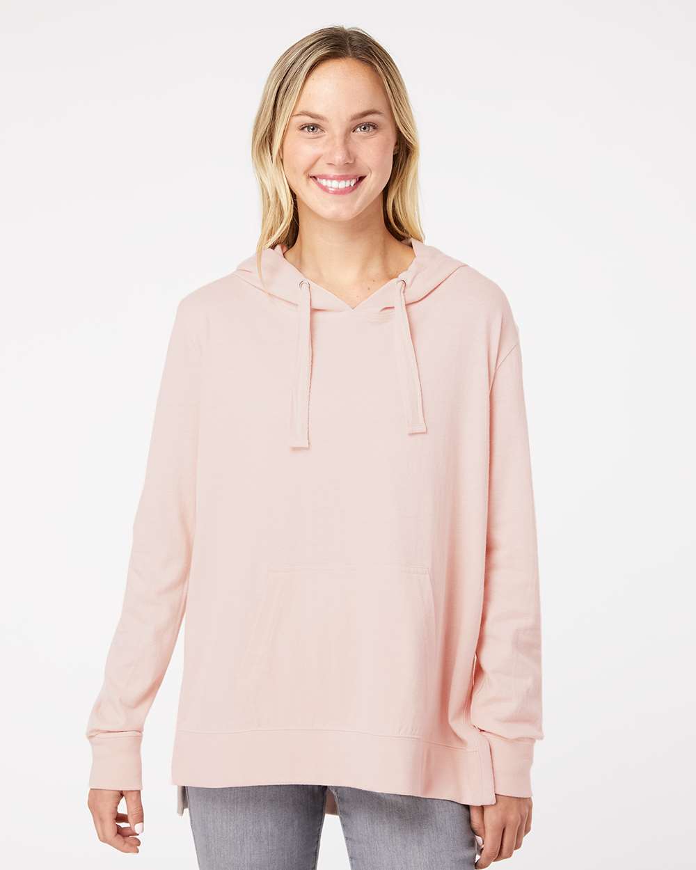Women's Sueded Jersey Hooded Sweatshirt - OnModelFront - B07452303 - Cameo Pink