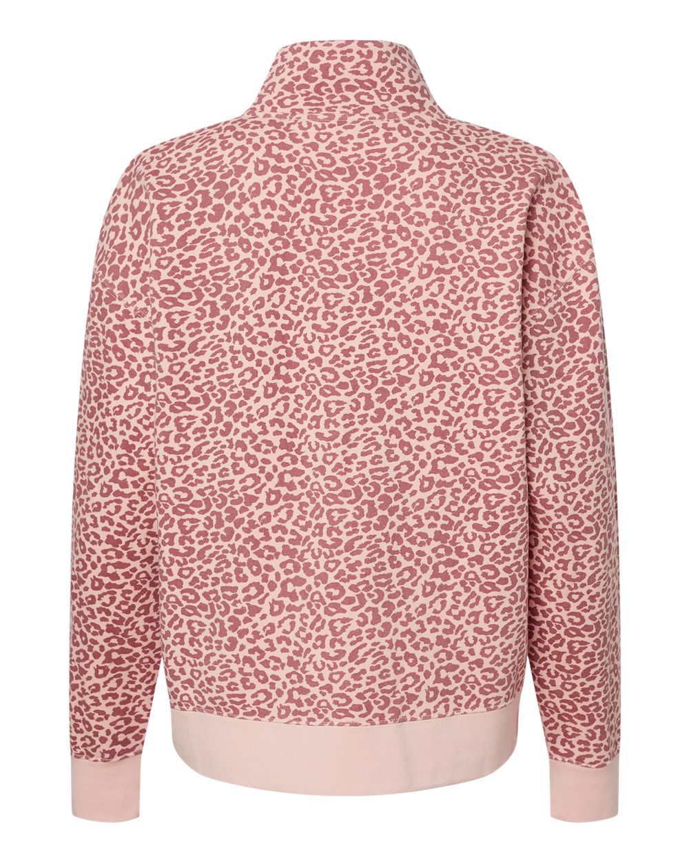 Women's Sueded Fleece Quarter-Zip Sweatshirt - Back - B11152303 - Cameo Pink/ Orchid Ice Leopard