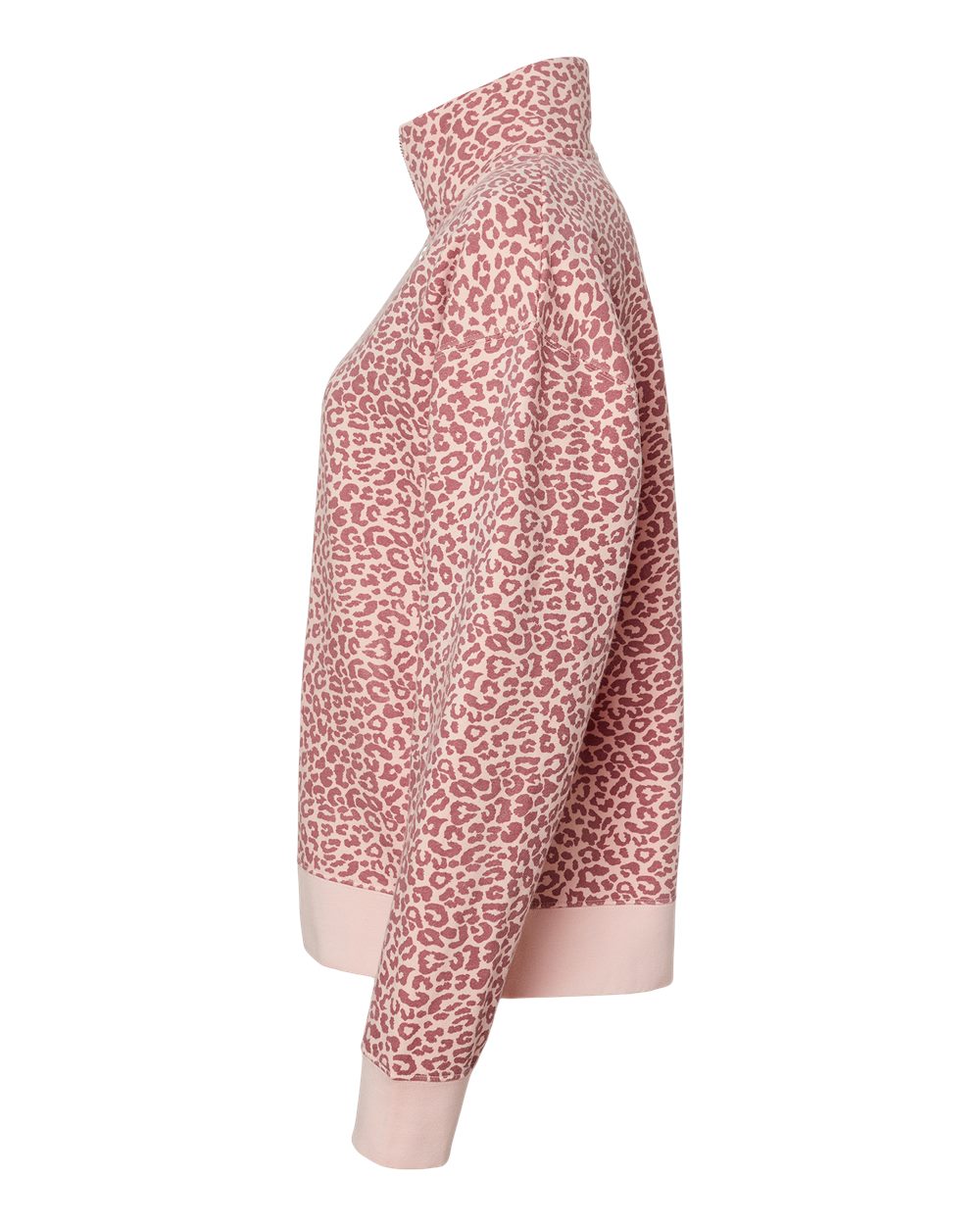 Women's Sueded Fleece Quarter-Zip Sweatshirt - DirectSide - B11152303 - Cameo Pink/ Orchid Ice Leopard