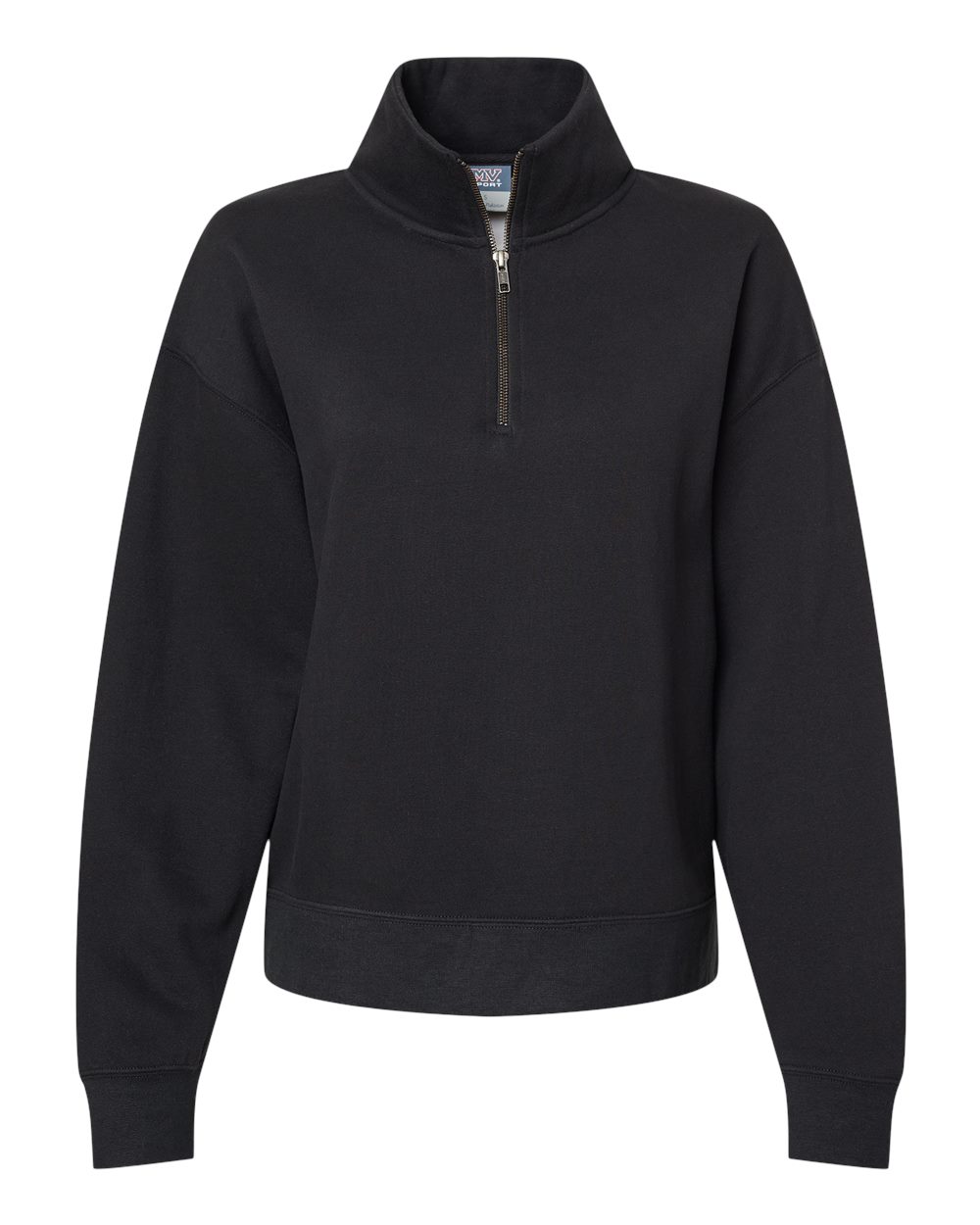 Women's Sueded Fleece Quarter-Zip Sweatshirt - Front - B11152503 - Black