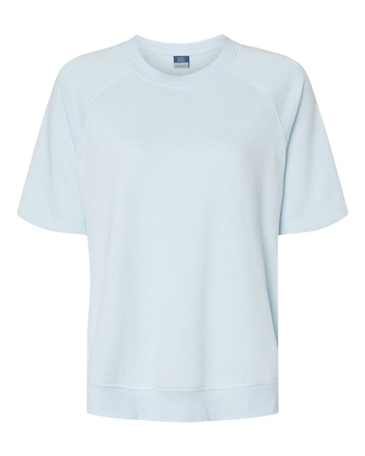 Women's French Terry Short Sleeve Crewneck Sweatshirt - Front - B14552253 - Arctic Blue