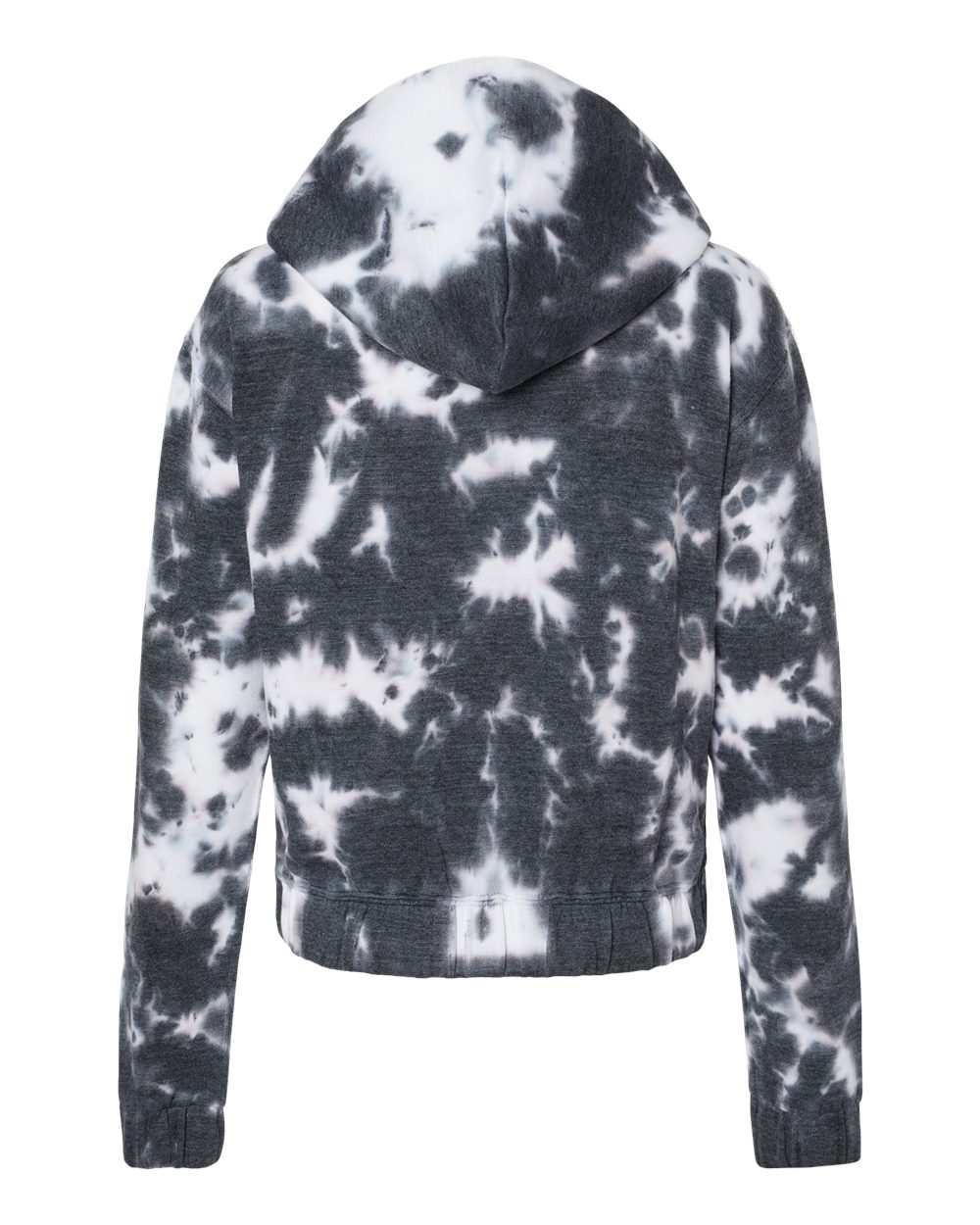 Women's Sueded Fleece Tie-Dyed Crop Hooded Sweatshirt - Back - B14752093 - Charcoal