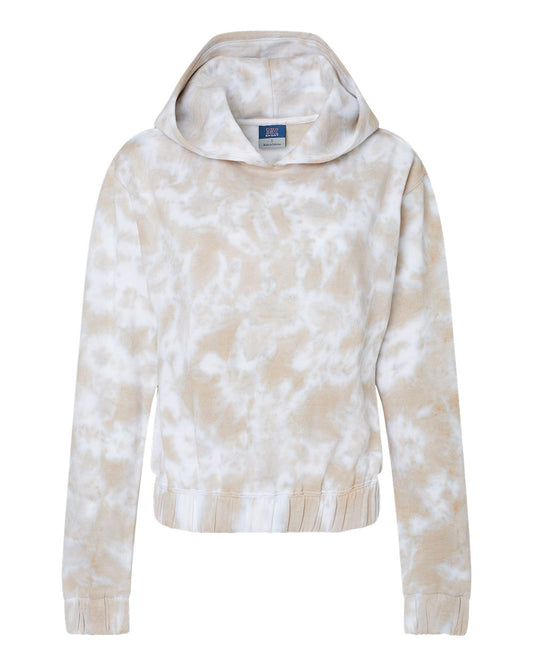 Women's Sueded Fleece Tie-Dyed Crop Hooded Sweatshirt - Front - B14752253 - Atmosphere