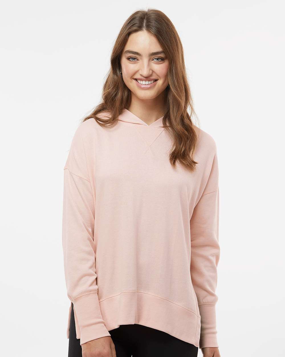 Women's French Terry Hooded Sweatshirt - OnModelFront - B14852303 - Cameo Pink