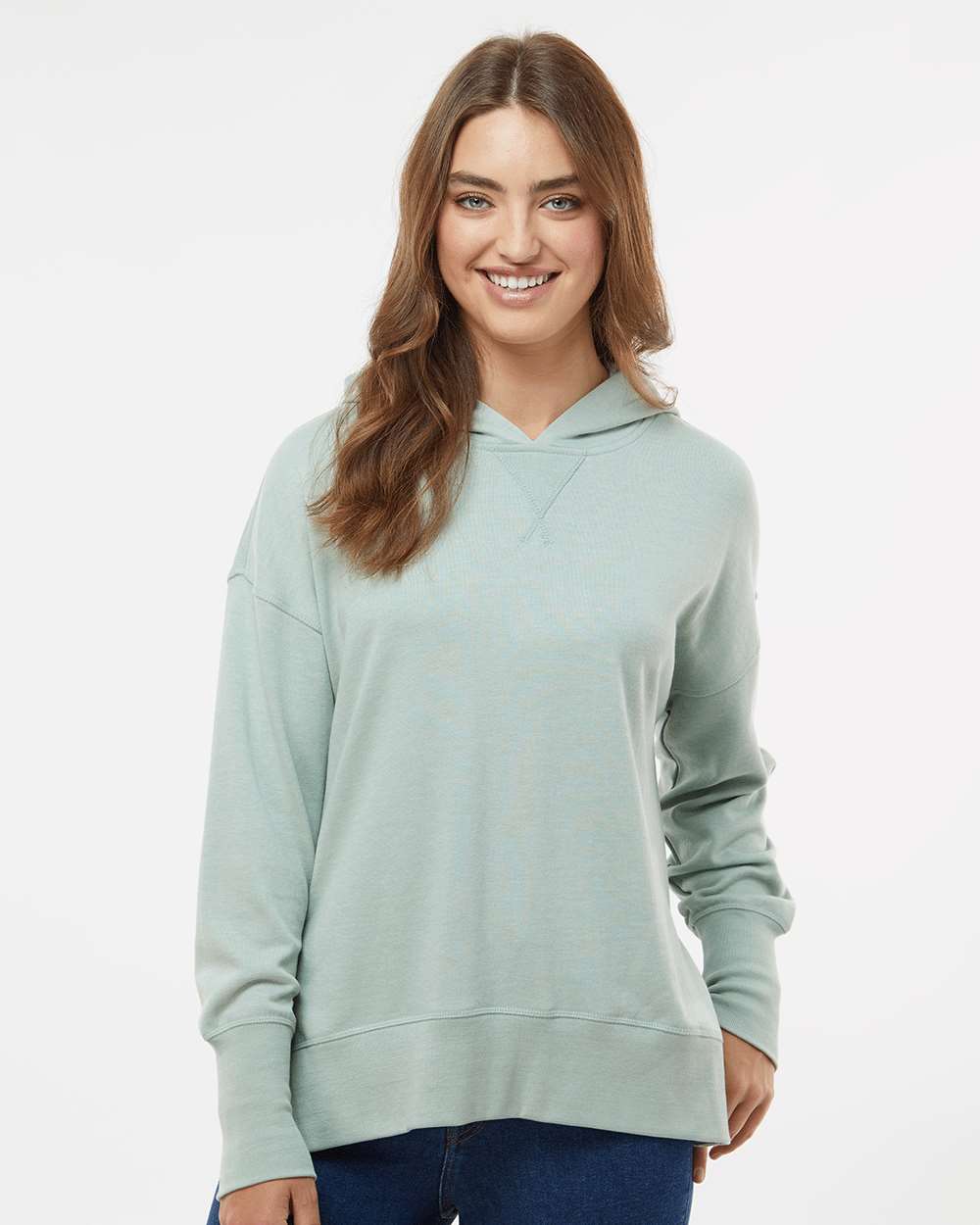 Women's French Terry Hooded Sweatshirt - OnModelFront - B14852653 - Greenstone