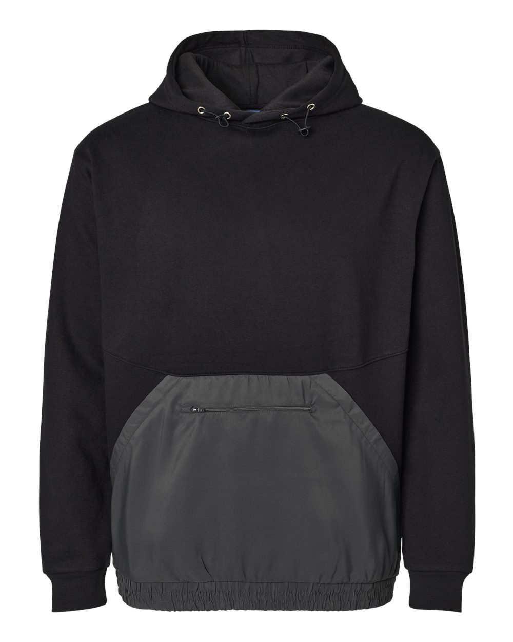 Unisex Mixed Media Hooded Sweatshirt - Front - B14952543 - Black/ Charcoal