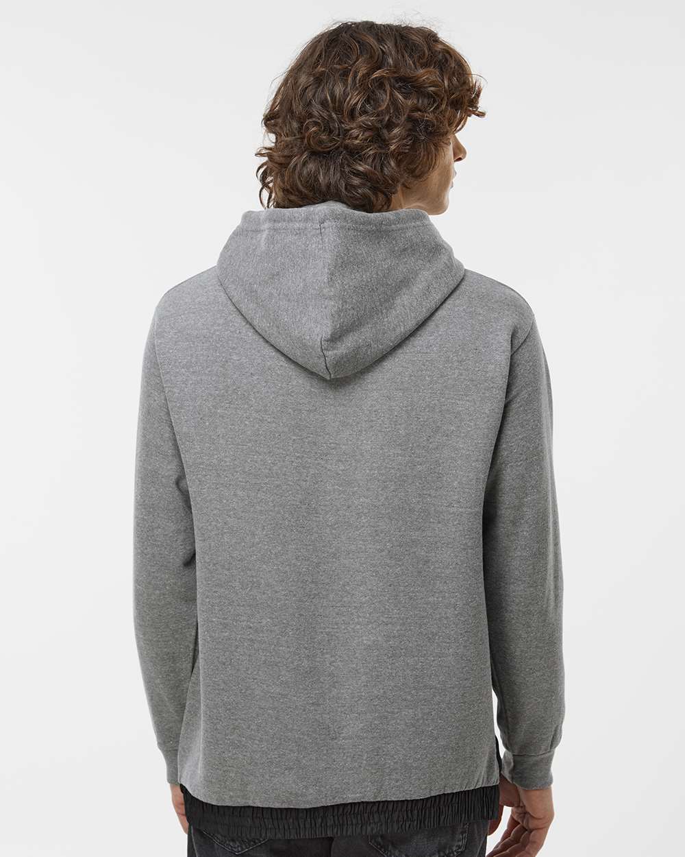 Unisex Mixed Media Hooded Sweatshirt - OnModelBack - B14952133 - Graphite/ Black