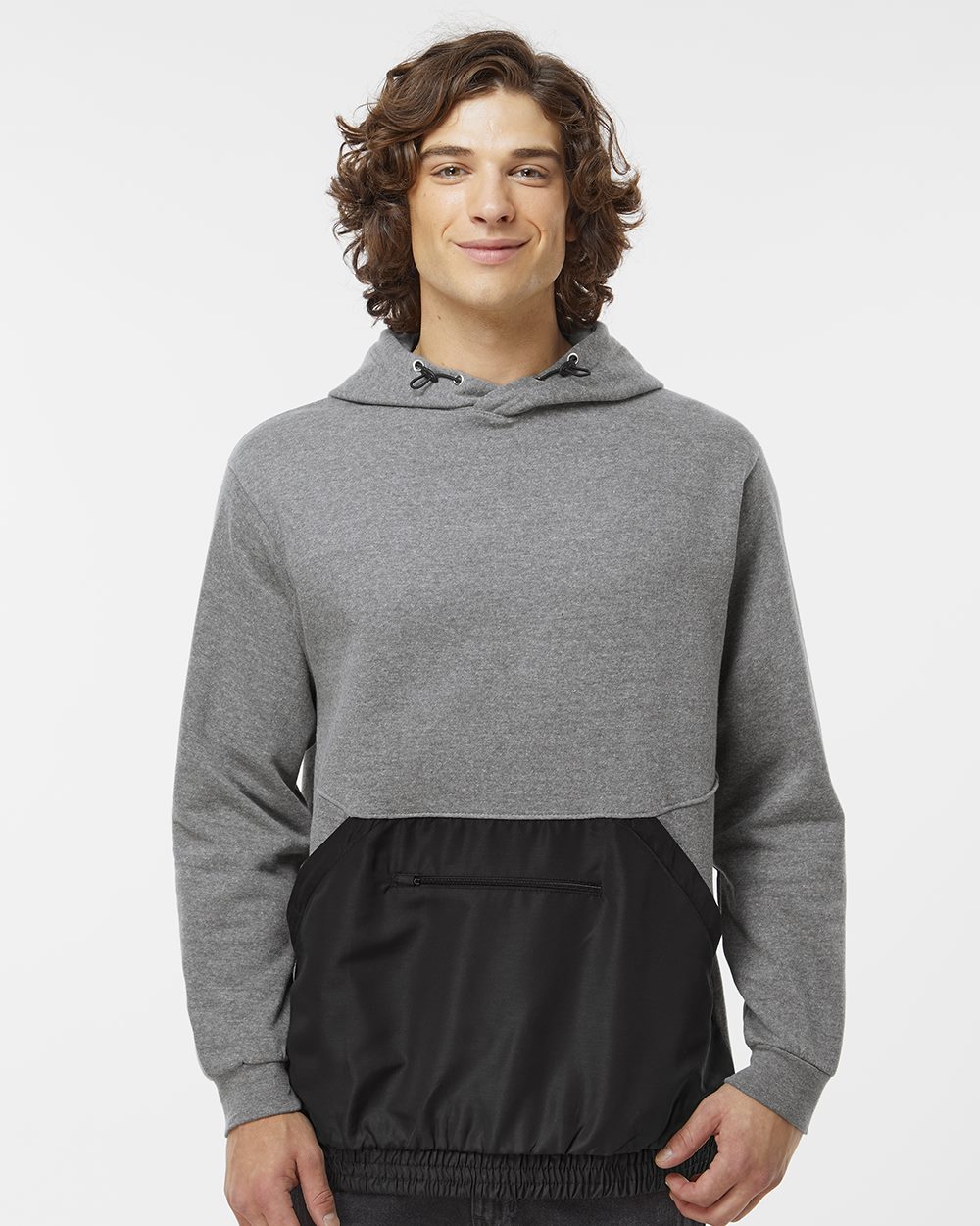 Unisex Mixed Media Hooded Sweatshirt - styleImage