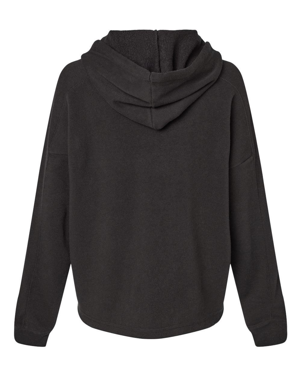 Women's Angel Fleece Crop Hooded Sweatshirt - Back - B15052503 - Black