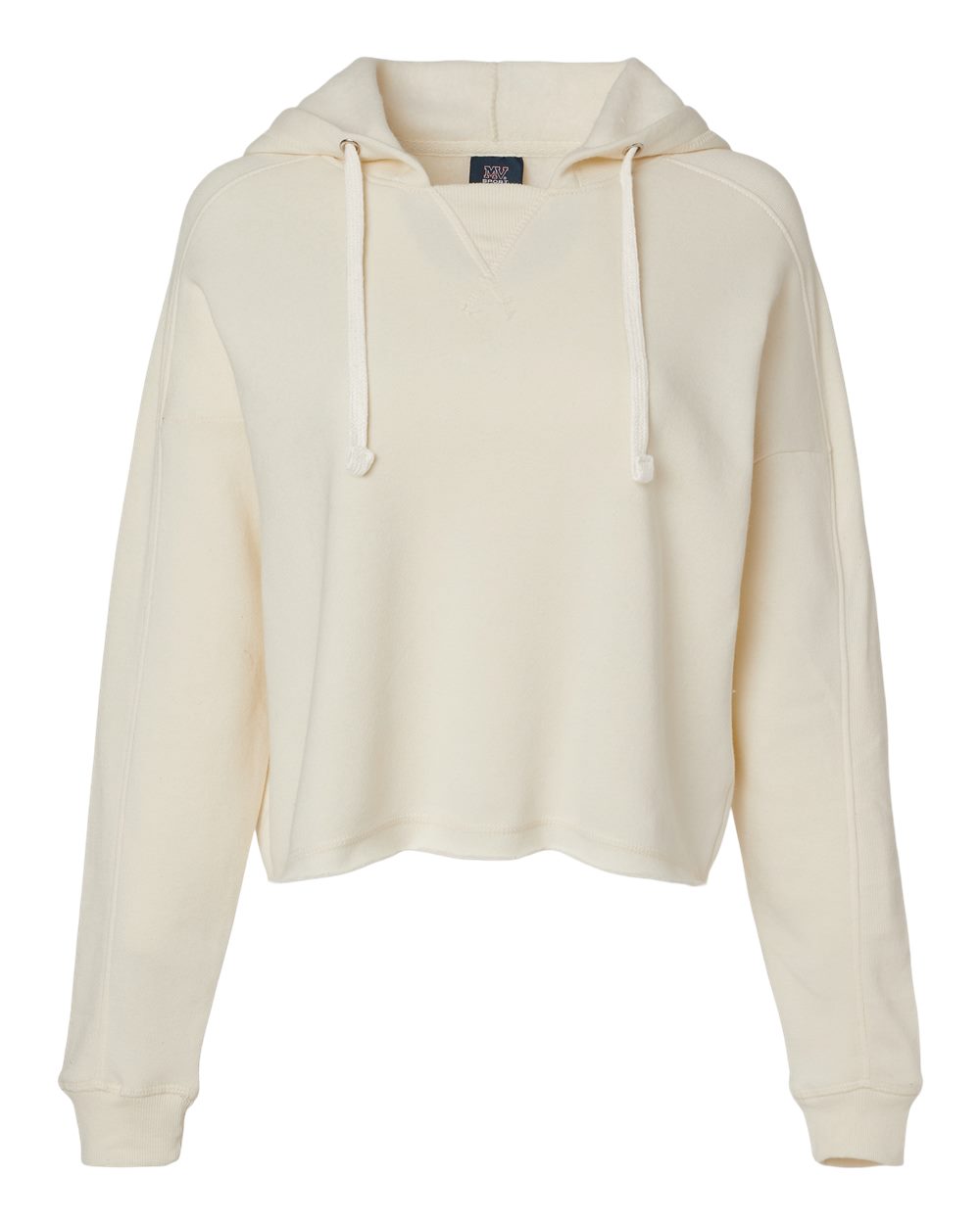 Women's Angel Fleece Crop Hooded Sweatshirt - Front - B15052103 - Ecru
