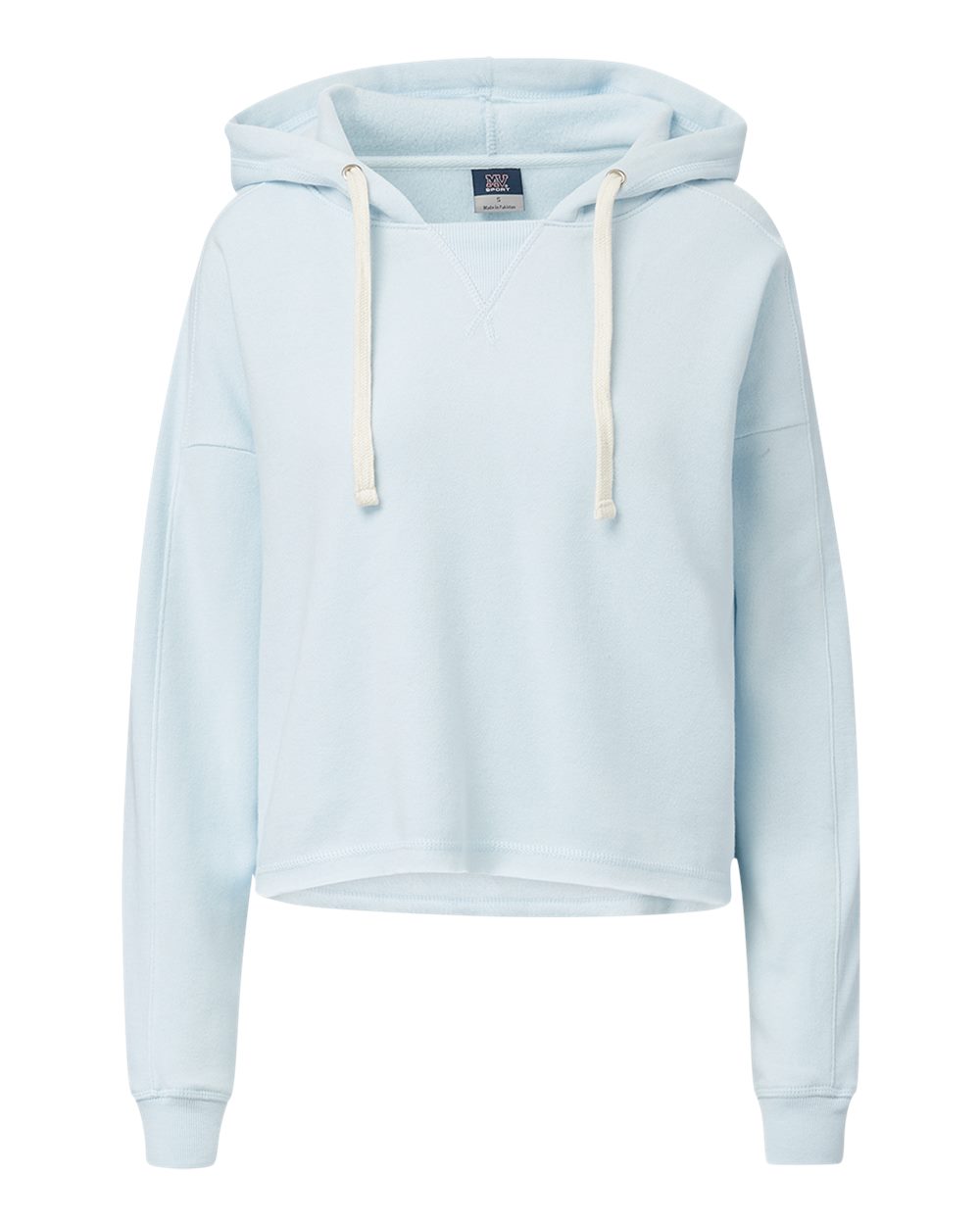 Women's Angel Fleece Crop Hooded Sweatshirt - Front - B15052253 - Arctic Blue