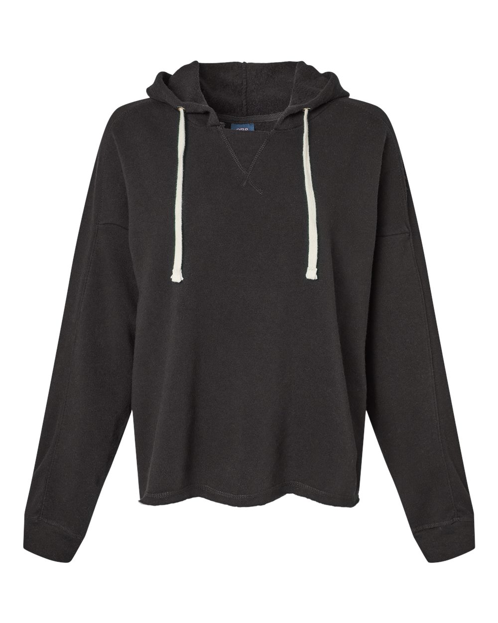 Women's Angel Fleece Crop Hooded Sweatshirt - Front - B15052503 - Black