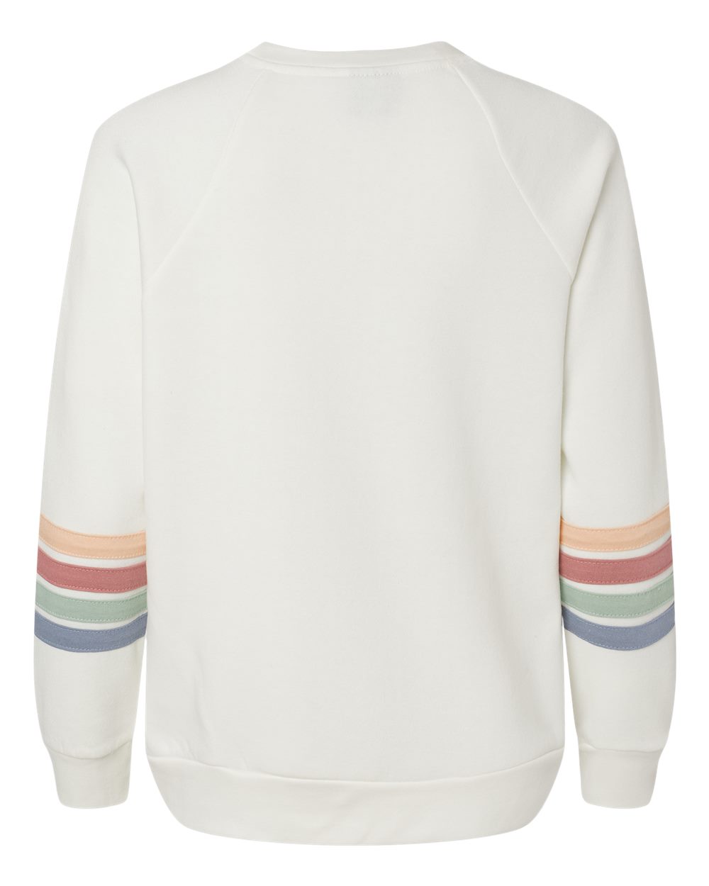 Women's Striped Sleeves Crewneck Sweatshirt - Back - B15252243 - Ivory