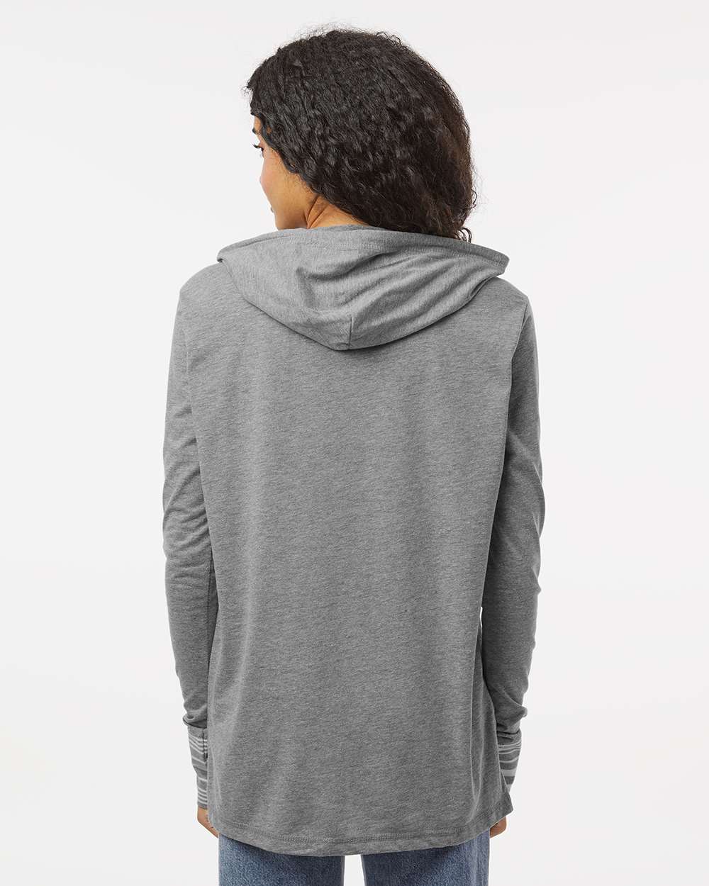 Women's Heathered Jersey Hooded Tunic - OnModelBack - B16552133 - Graphite