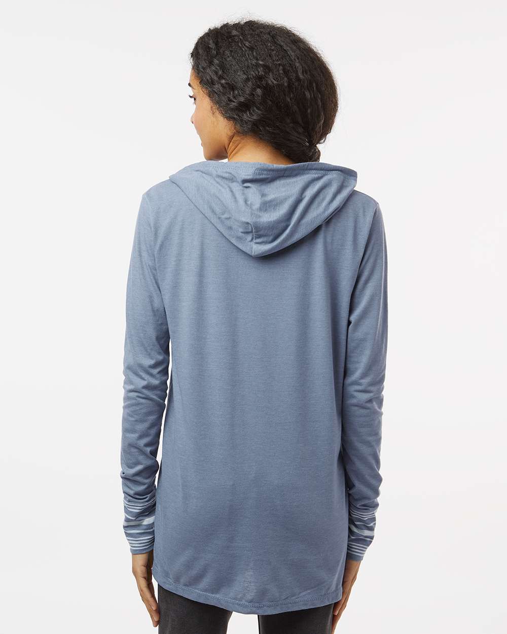 Women's Heathered Jersey Hooded Tunic - OnModelBack - B16552253 - Stonewash