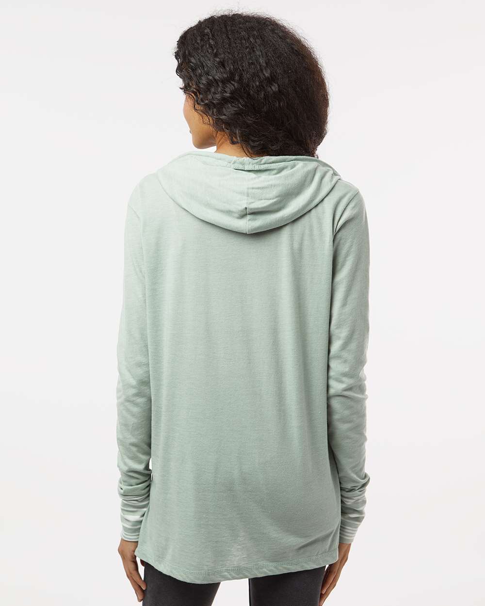 Women's Heathered Jersey Hooded Tunic - OnModelBack - B16552653 - Greenstone