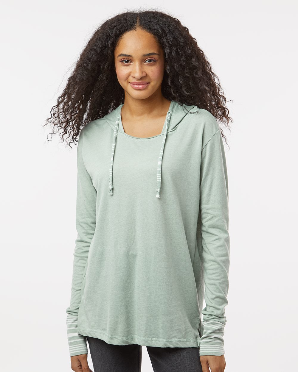 Women's Heathered Jersey Hooded Tunic - styleImage