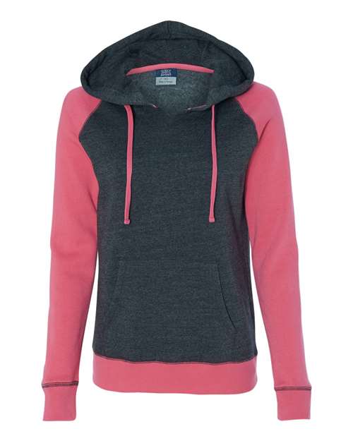 Women’s Harper Raglan Hooded Sweatshirt - Front - B82752313 - Hyper Pink/ Charcoal