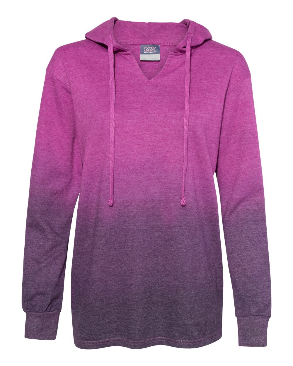 Women's French Terry Ombré Hooded Sweatshirt - Front - B05052673 - Dragonfruit/ Navy