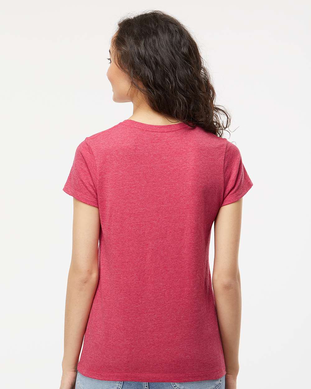 Women's Gold Soft Touch T-Shirt - OnModelBack - B01642312 - Heather Pink