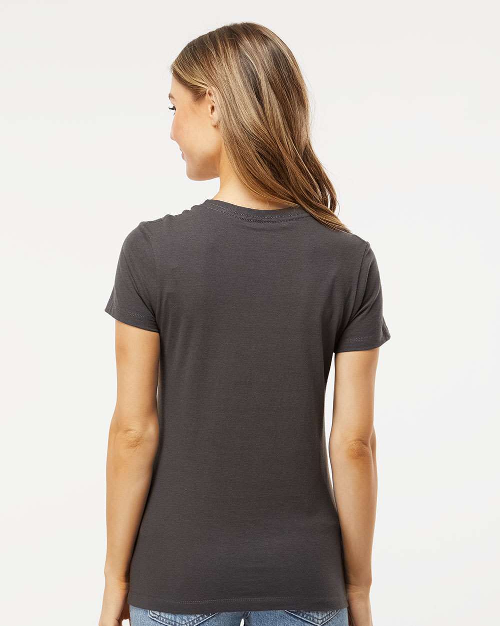 Women's Gold Soft Touch T-Shirt - OnModelBack - B01642583 - Charcoal