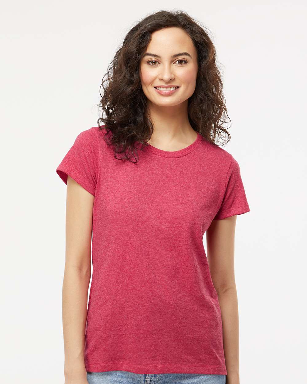 Women's Gold Soft Touch T-Shirt - OnModelFront - B01642312 - Heather Pink
