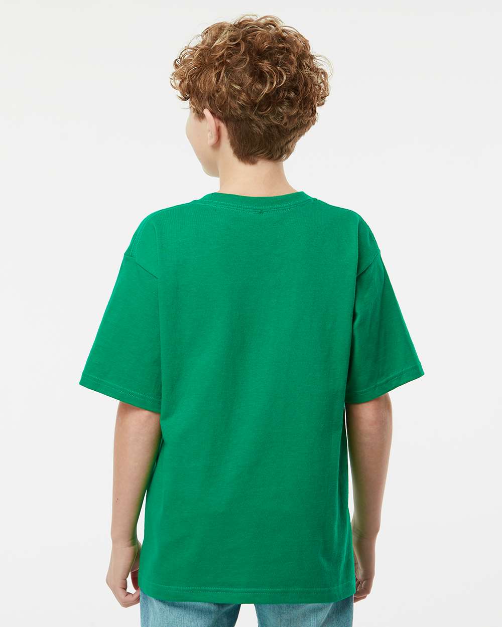 Youth Gold Soft Touch T-Shirt - OnModelBack - B01842112 - Fine Kelly Green
