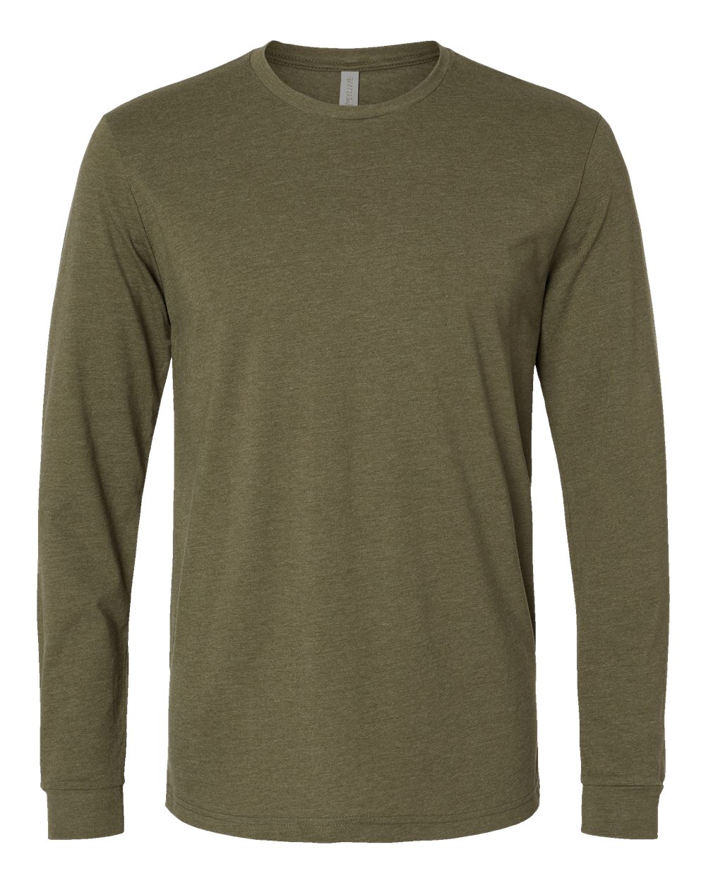 Unisex CVC Long Sleeve T-Shirt - Front - B03618062 - Military Green