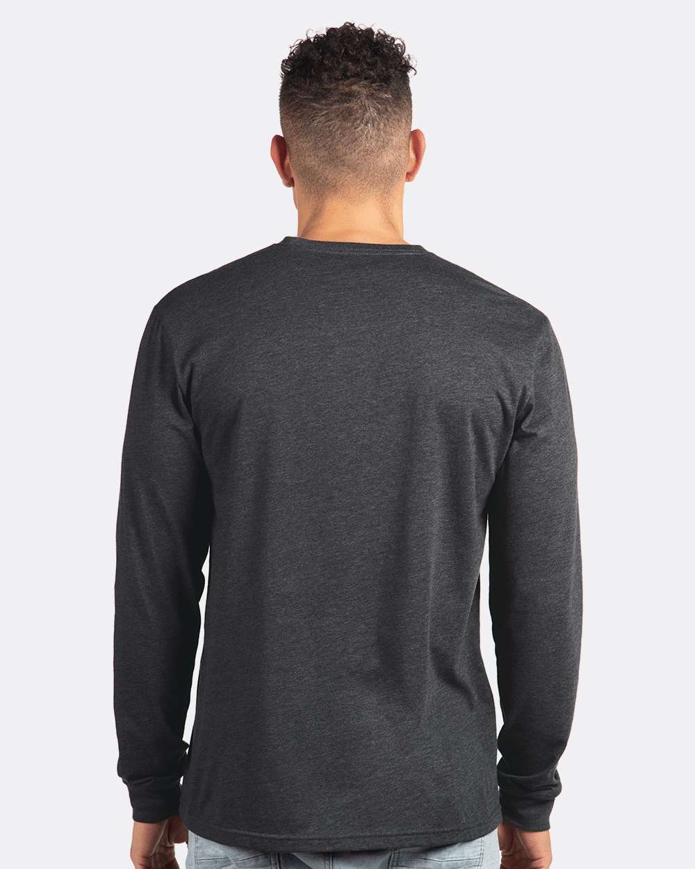 Unisex CVC Long Sleeve T-Shirt - OnModelBack - B03618092 - Charcoal
