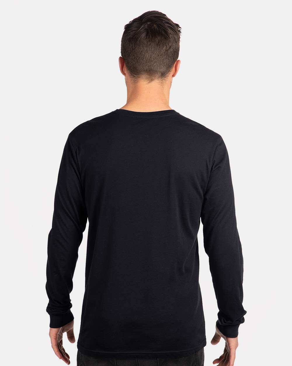 Unisex CVC Long Sleeve T-Shirt - OnModelBack - B03618502 - Black