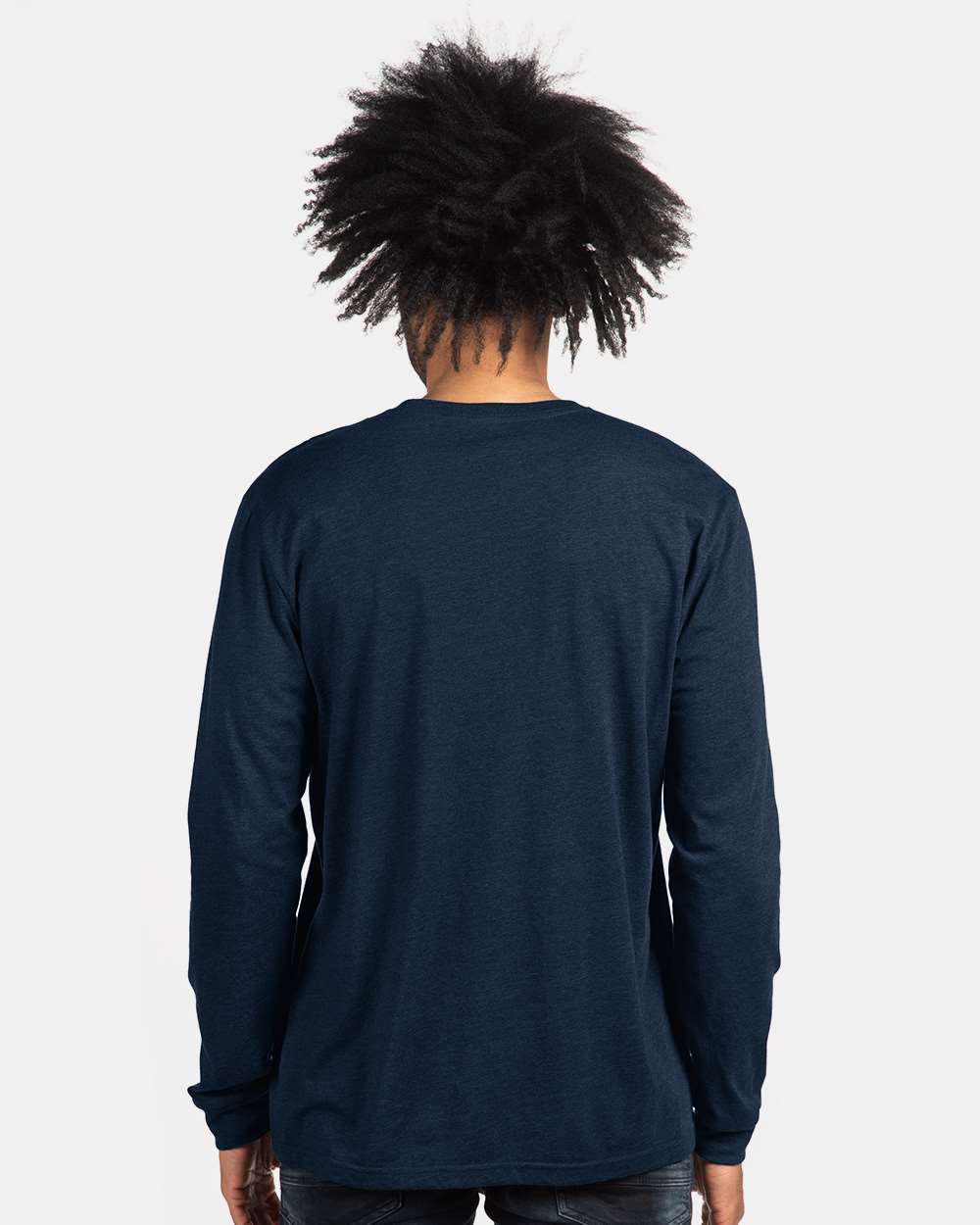 Unisex CVC Long Sleeve T-Shirt - OnModelBack - B03618652 - Midnight Navy