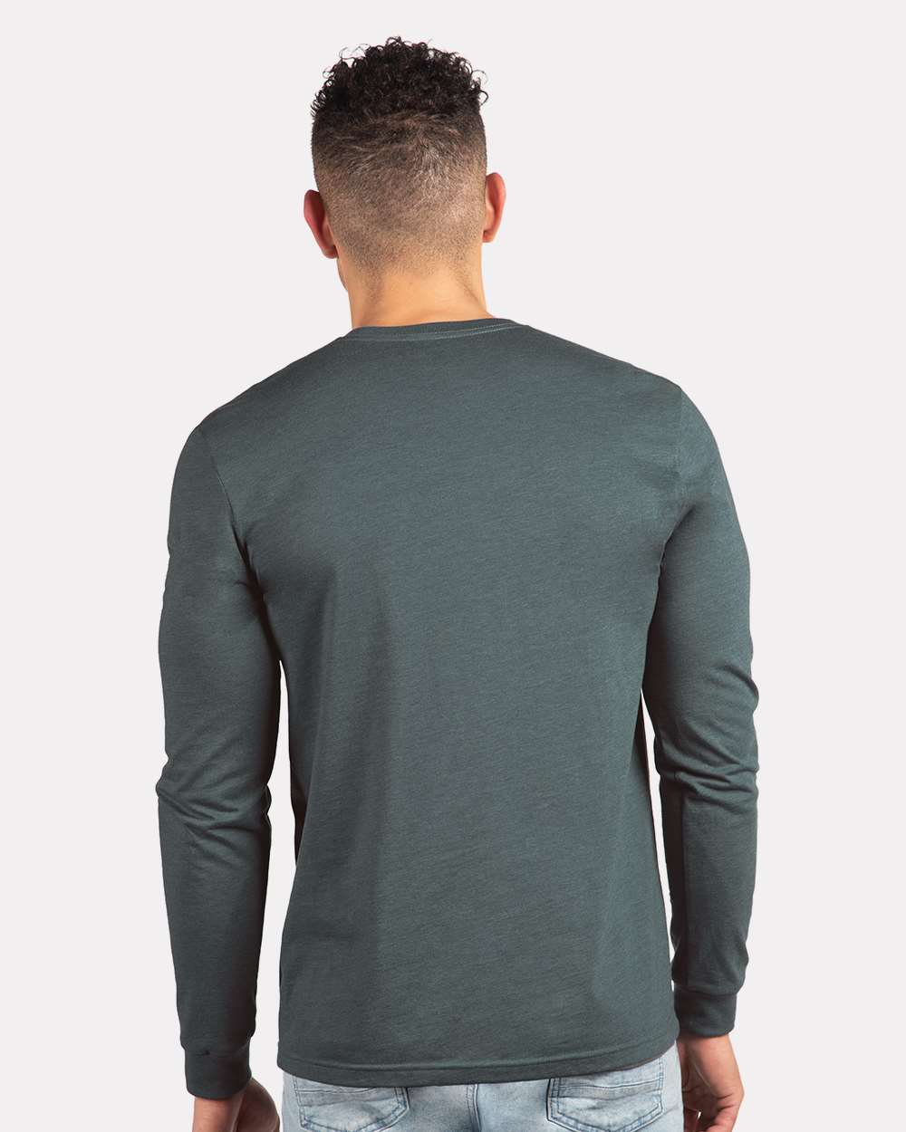 Unisex CVC Long Sleeve T-Shirt - OnModelBack - B03618682 - Indigo