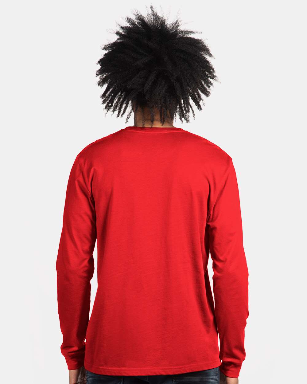 Unisex CVC Long Sleeve T-Shirt - OnModelBack - B03618702 - Red