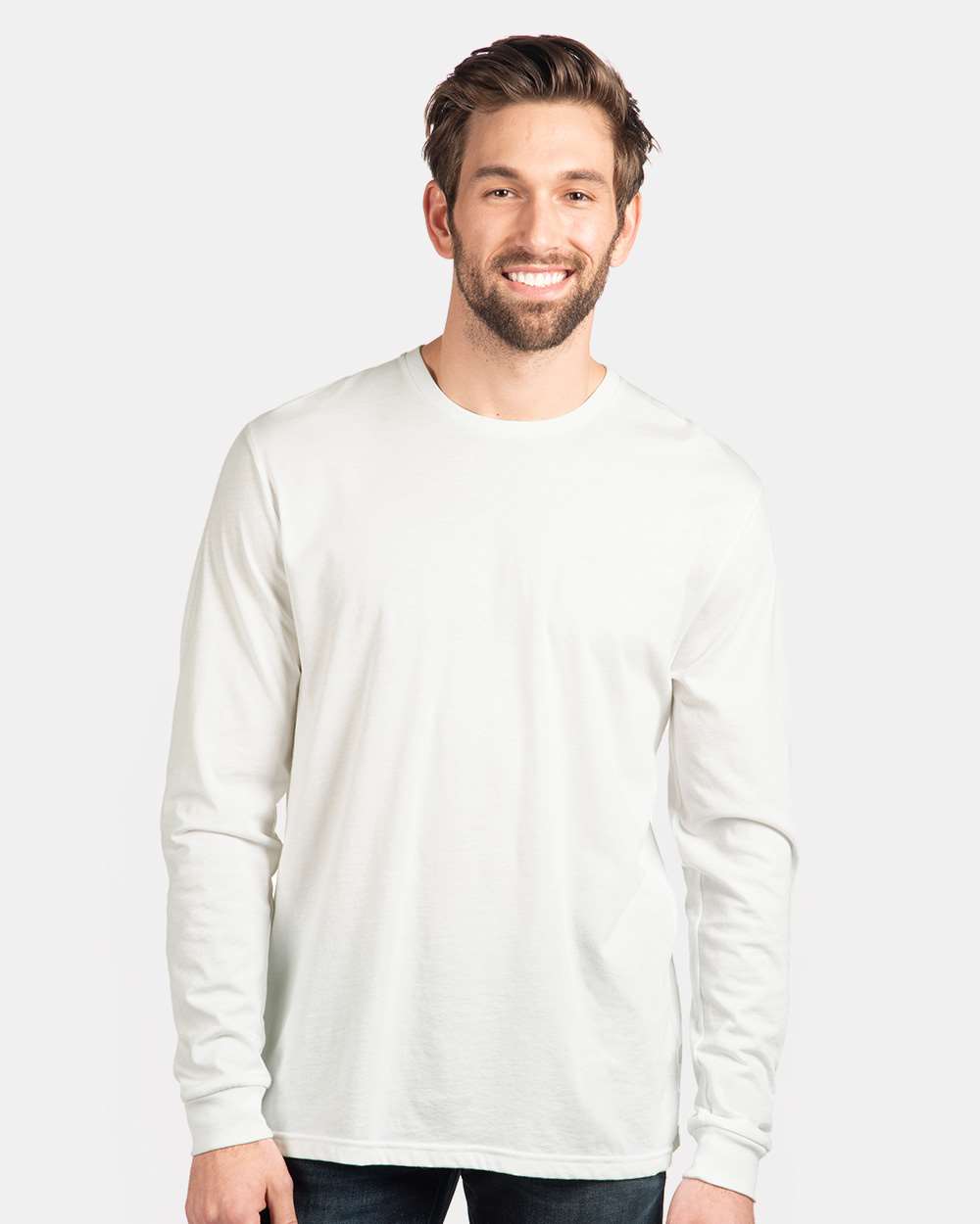 Unisex CVC Long Sleeve T-Shirt - OnModelFront - B03618002 - White