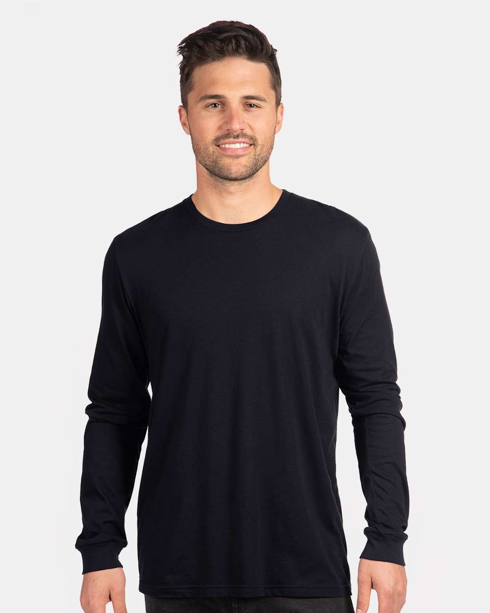 Unisex CVC Long Sleeve T-Shirt - OnModelFront - B03618502 - Black
