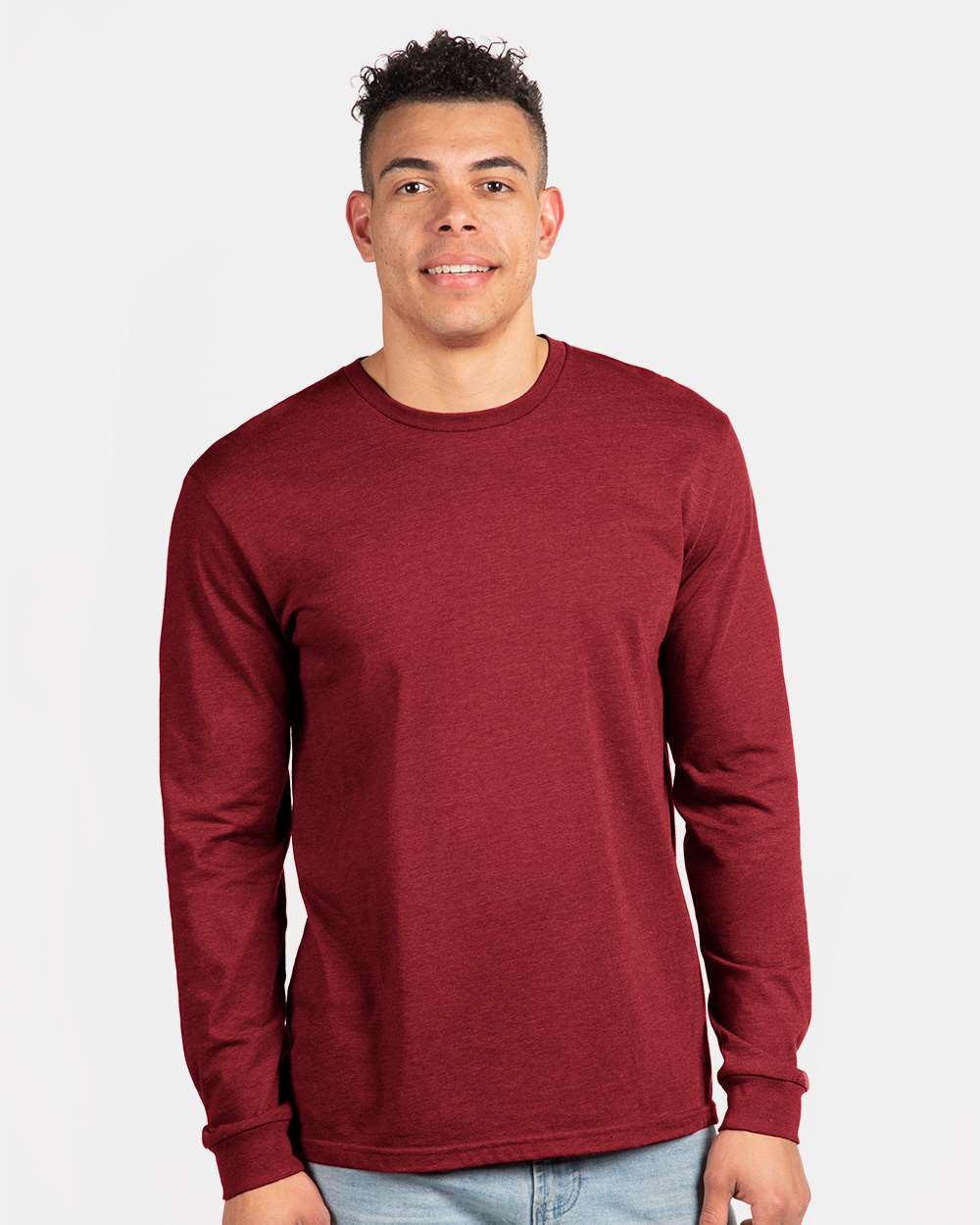Unisex CVC Long Sleeve T-Shirt - OnModelFront - B03618522 - Cardinal