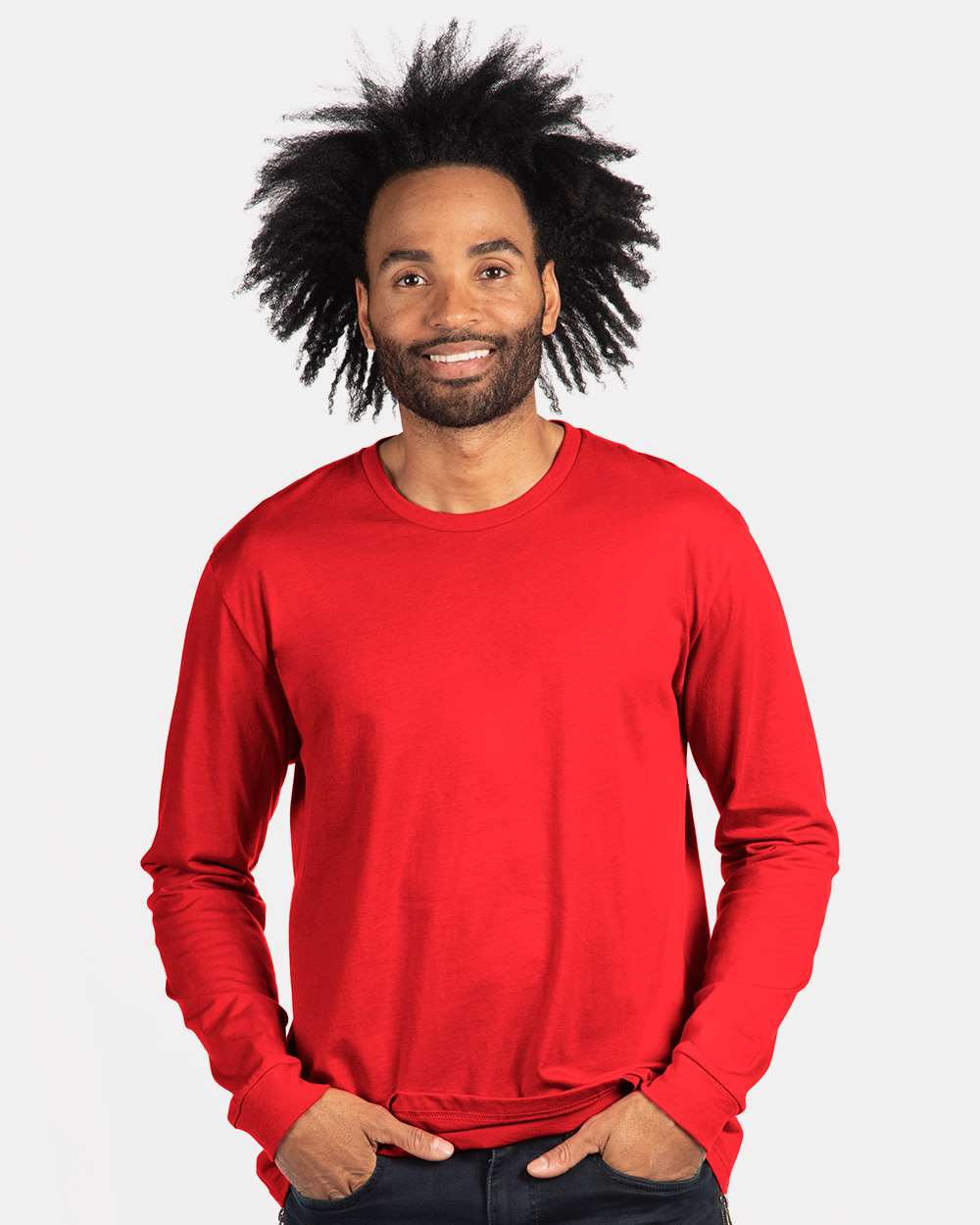 Unisex CVC Long Sleeve T-Shirt - OnModelFront - B03618702 - Red